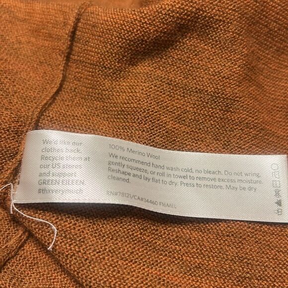 Eileen Fisher Rust High Collard Wool Open Cardigan, size 2X - Picture 7 of 7